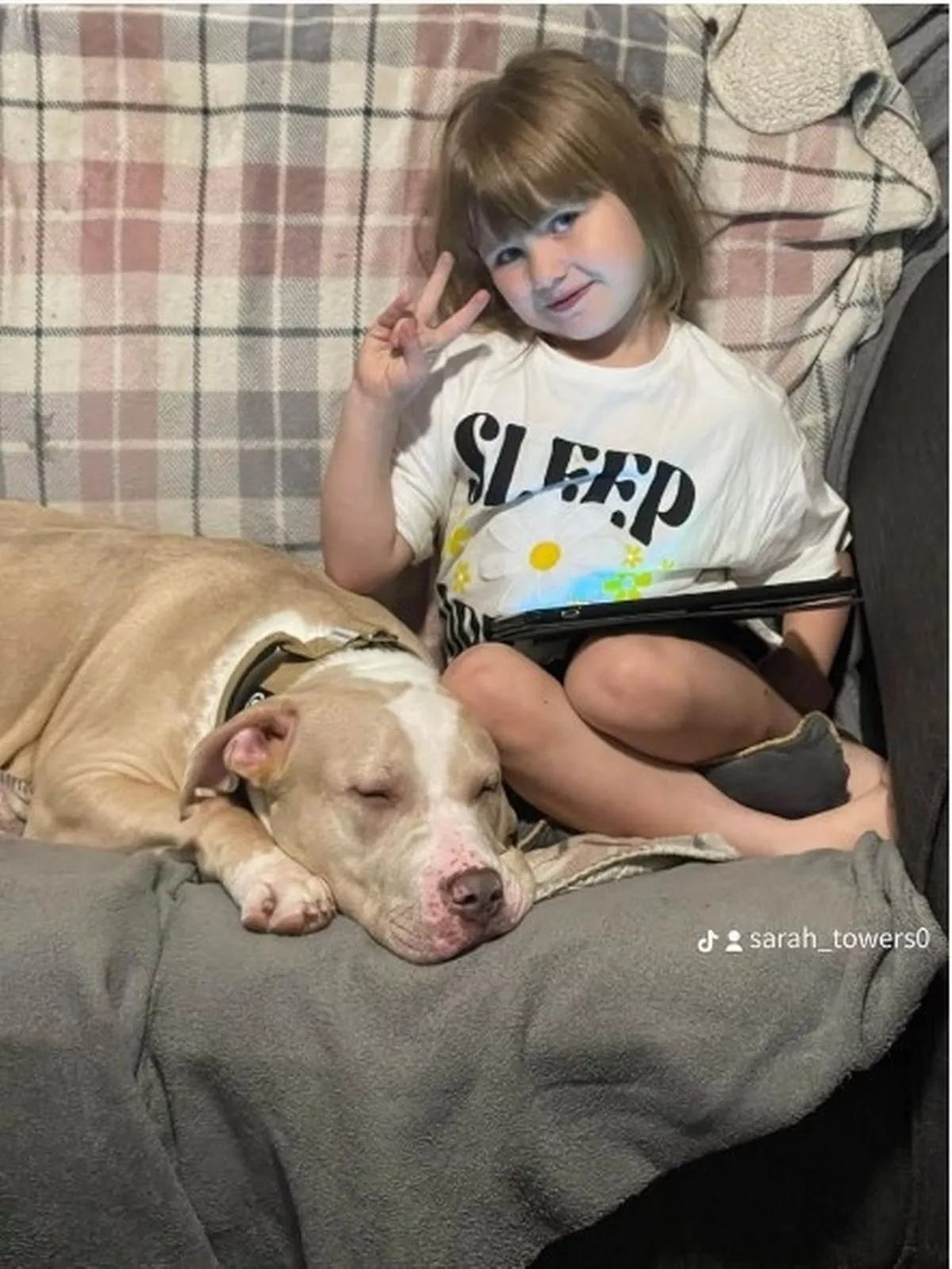 Jessie-Joe, 5, with her pet XL Bully, 10-month-old, Kyza